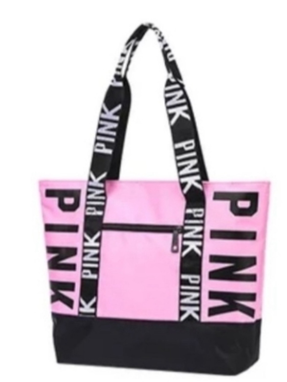 PINK Victoria's Secret Pink and Black Logo Tote